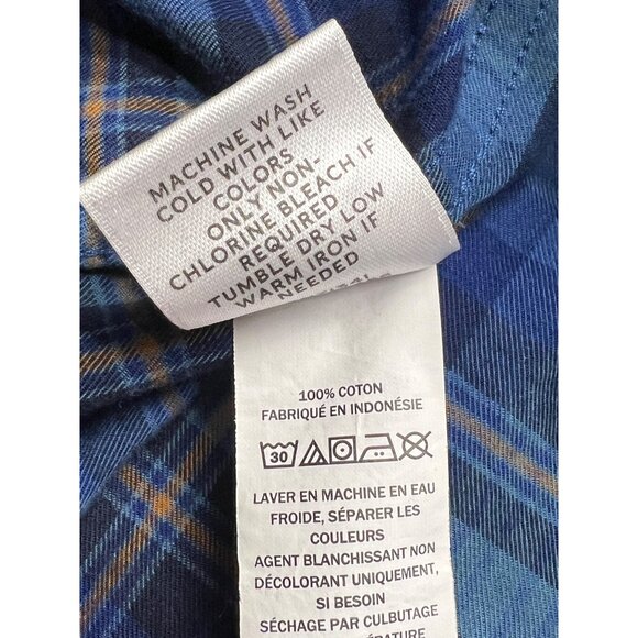 L.L. Bean Bean Signature Slim Fit Blue Plaid Button Down Shirt Large - Picture 5 of 8